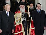 Στην Τελετή Διαβεβαίωσης του Αρχιεπισκόπου Ιερωνύμου Β΄, παρουσία και του τότε Υπουργού Εθνικής Παιδείας Ευριπίδη Στυλιανίδη, το 2008.