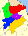 Χάρτης των ενοτήτων (και πρώην δήμων) από τις οποίες αποτελείται ο Δήμος Τεμπών