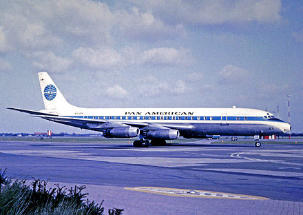 Douglas DC-8-32 of Pan American at Amsterdam Airport Schiphol in 1967 Douglas DC-8-32 N804PA PAA AMS 12.03.67 edited-2.jpg