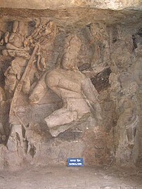 A damaged 6th-century Nataraja, Elephanta Caves[65]