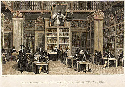An examination taking place in Cosin's Library, 1842