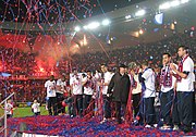 Paris Saint-Germain celebrating their seventh Coupe de France title in 2006. Fete Coupe de France, 6 mai 2006.jpg