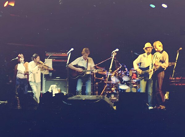 Fairport Convention "Nine" line-up, reunited on stage at Cropredy 1982