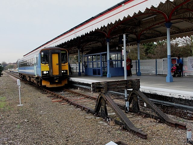 A Class 153 arrives at Felixstowe, the end of the line