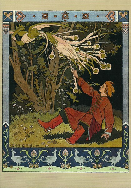 English: Ivan Bilibin (1876-1942) Illustration For Contes De L'isba:  Ivan-Tsarevich And The Firebird Signed, Further Signed With Cyrillic  Initials And Dated Bilibine' (lower Right) Pencil, Watercolour And Ink On  Paper