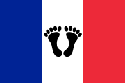 Tricolore flag with two black feet