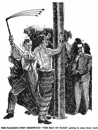 Depiction of a flogging at Oregon State Penitentiary, 1908