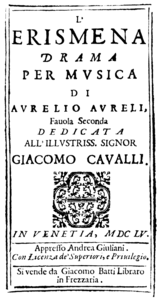 Title page of the libretto, Venice 1655