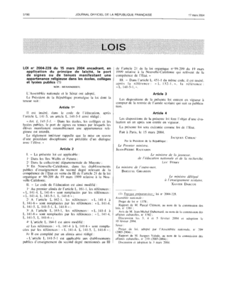 <span class="mw-page-title-main">French law on secularity and conspicuous religious symbols in schools</span> French law