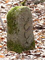 Grenzstein ohne Nr, Standort: an der Verlängerung der Distlerstraße zum Fernmeldeturm (bergabwärts), Grenzverlauf zwischen dem Stadtteil Frauenkopf (Stadtbezirk Stuttgart-Ost) und dem Stadtteil Rohracker (Stadtbezirk Hedelfingen), Stuttgart, Deutschland