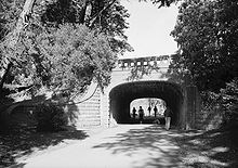 The Alvord Lake Bridge in San Francisco's Golden Gate Park, the first reinforced concrete bridge built in the United States HAER-Alvord Lake.jpg