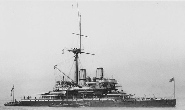 HMS Devastation, built in 1871, as it appeared in 1896