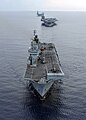 HMS Illustrious (foreground) during exercises in the Atlantic Ocean in 2007.