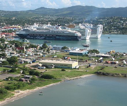 The port of Saint John's on Antigua. When you compare the size of the cruising ships with its thousands of passengers to the size of the town, it's easy to understand how important cruise tourism is for some island nations