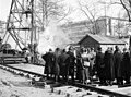 Werkzaamheden beginnen voor de bouw van de nieuwe Rotterdamsche Bank aan de Coolsingel, 1941.