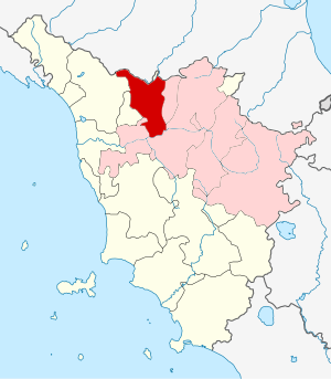 Locator map of diocese of Pistoia in Tuscany