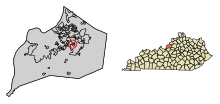 Jefferson County Kentucky Incorporated and Unincorporated areas Hurstbourne Acres Highlighted 2138818.svg