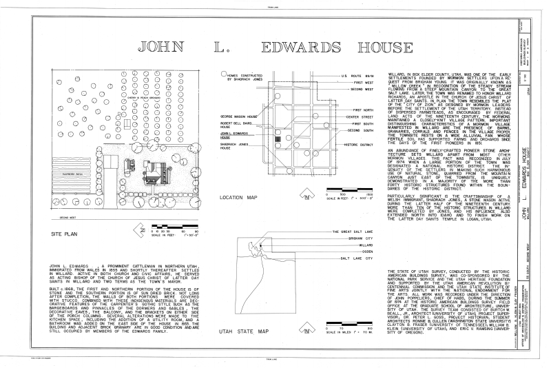 File:John L. Edwards House, 55 South Second West, Willard, Box Elder County, UT HABS UTAH,2-WILL,2- (sheet 1 of 3).png