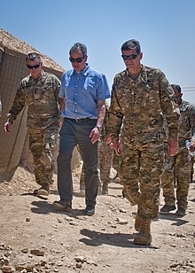 Votel (right) visiting Manbij, Syria as CENTCOM commander, 21 June 2018 Joseph Votel in Syria.jpg