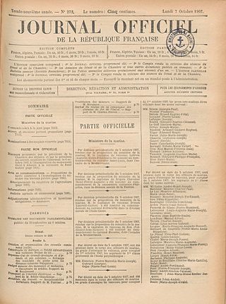 <i>Journal officiel de la République française</i> French government gazette