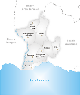 Kaart van Ouest lausannois