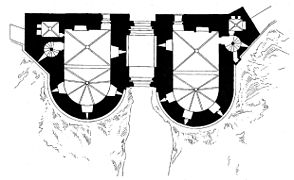 Plan des tours jumelles et de l'entrée.