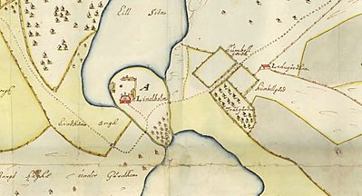 Lindholmen på en karta från 1680 och från 1727.