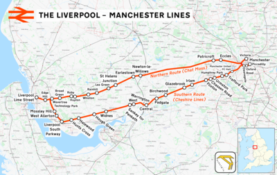 Bahnstrecken zwischen Liverpool und Manchester