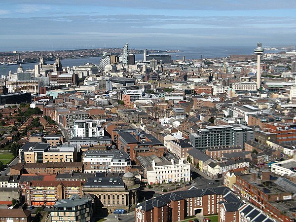 Aerial view of Liverpool city centre