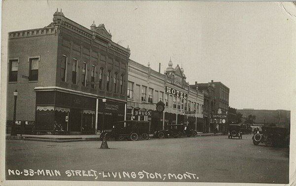 Livingston, Montana's Main Street was shown on a postcard mailed in 1924.