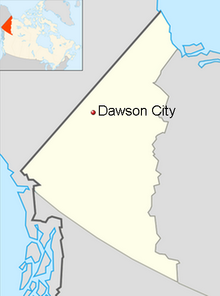 Maps showing location of Dawson City within Yukon Location of Dawson City in Yukon - 01.png