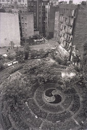 Adam Purple's urban garden on the Lower East Side of Manhattan in 1984.