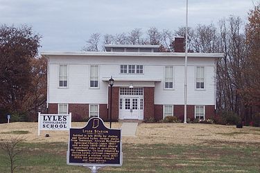 The restored Lyles Consolidated School building Lyles Station.jpg