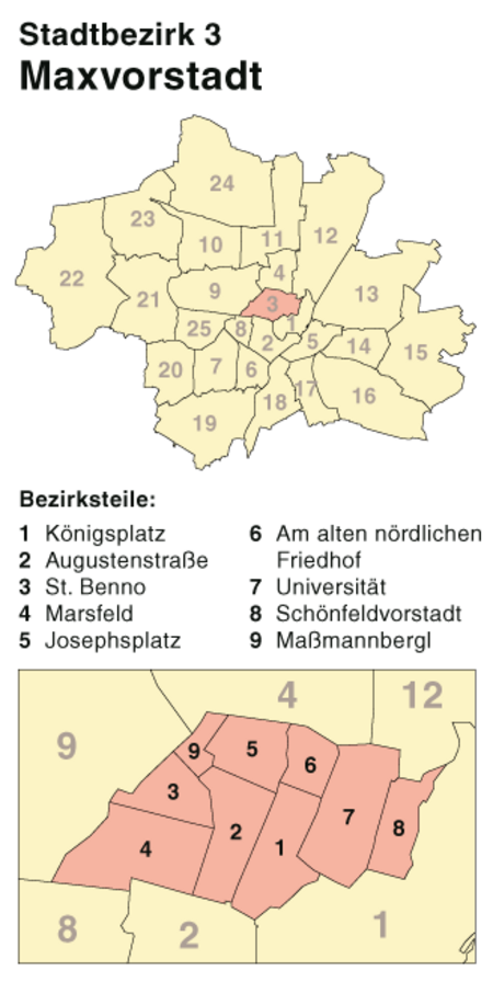 München Stadtbezirk 03 (Karte) Maxvorstadt