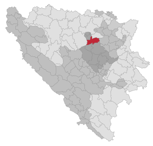 Placering af Maglaj kommune i Bosnien-Hercegovina (klikbart kort)