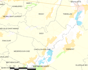 Poziția localității Sissy. Aisne