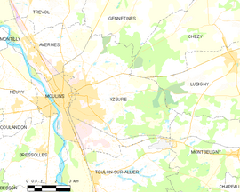 Mapa obce Yzeure
