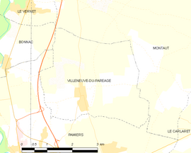 Mapa obce Villeneuve-du-Paréage
