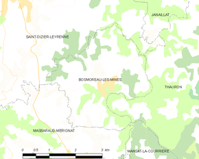 Poziția localității Bosmoreau-les-Mines