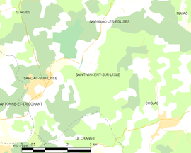 Mapa obce Saint-Vincent-sur-l’Isle