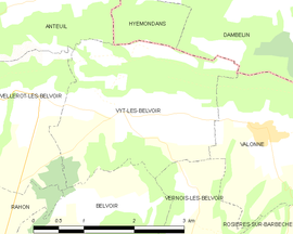 Mapa obce Vyt-lès-Belvoir