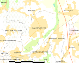 Mapa obce Chazay-d’Azergues