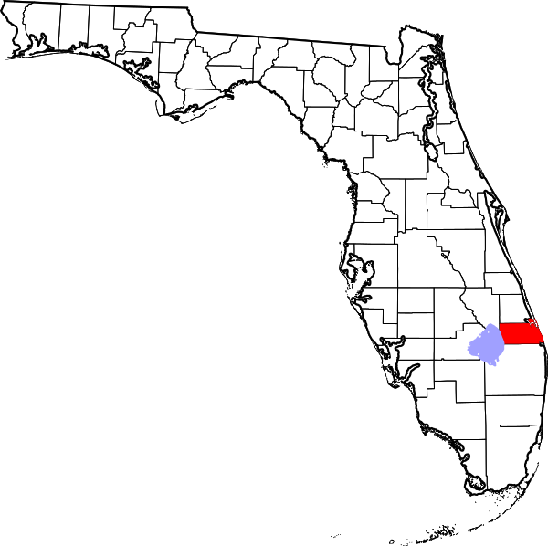 Map of Florida highlighting Martin County