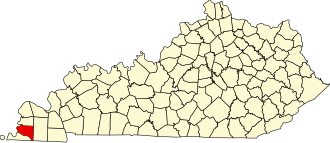 Location of Hickman County in Kentucky Map of Kentucky highlighting Hickman County.svg