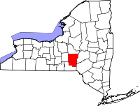 Map of Njujork highlighting Chenango County