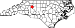 Mapa del estado que destaca el condado de Davie