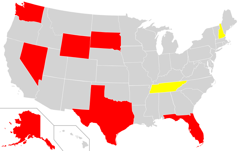 File:Map of USA highlighting states with no income tax on wages.svg