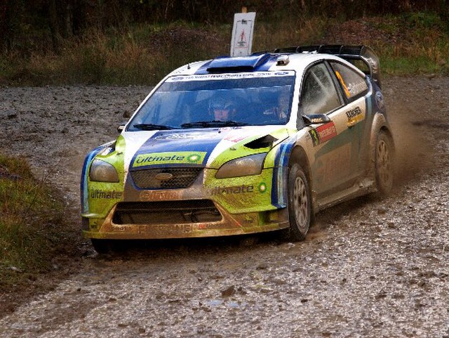Marcus Grönholm during one of the Crychan Forest stages.