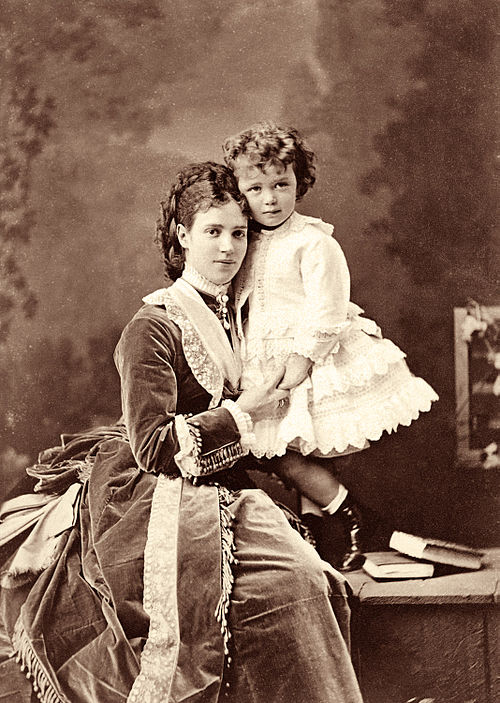 Nicholas, unbreeched at two years old, with his mother, Maria Feodorovna, in 1870