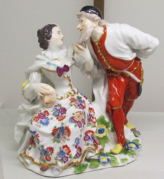 File:Meissen, johann joachim kaendler, pantalone e un'attrice, luglio 1741.JPG